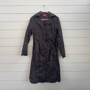 Kirna Zabete Charcoal Leopard Trench Coat